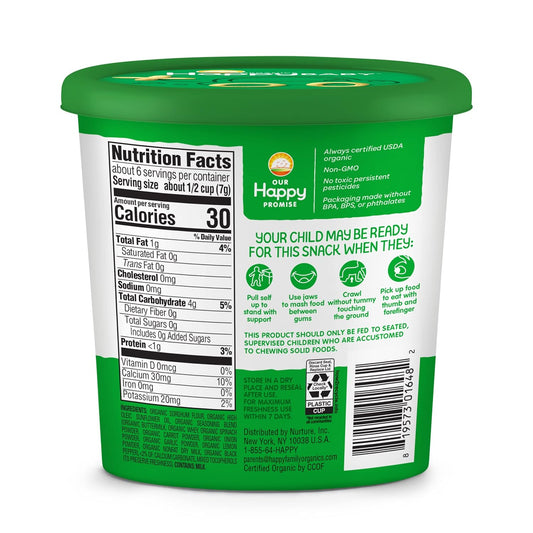 Happy Baby Organics Snackers Baked Grain Snack, Creamy Spinach & Carrot, 1.5 Ounce (Pack Of 6)