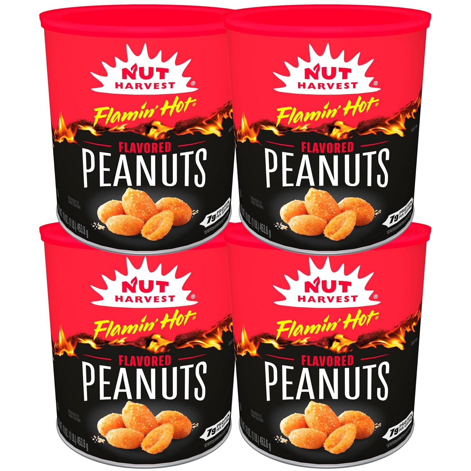 Nut Harvest, Flamin' Hot Peanuts, 16 Oz Canisters, (4 Pack)