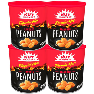 Nut Harvest, Flamin' Hot Peanuts, 16 Oz Canisters, (4 Pack)