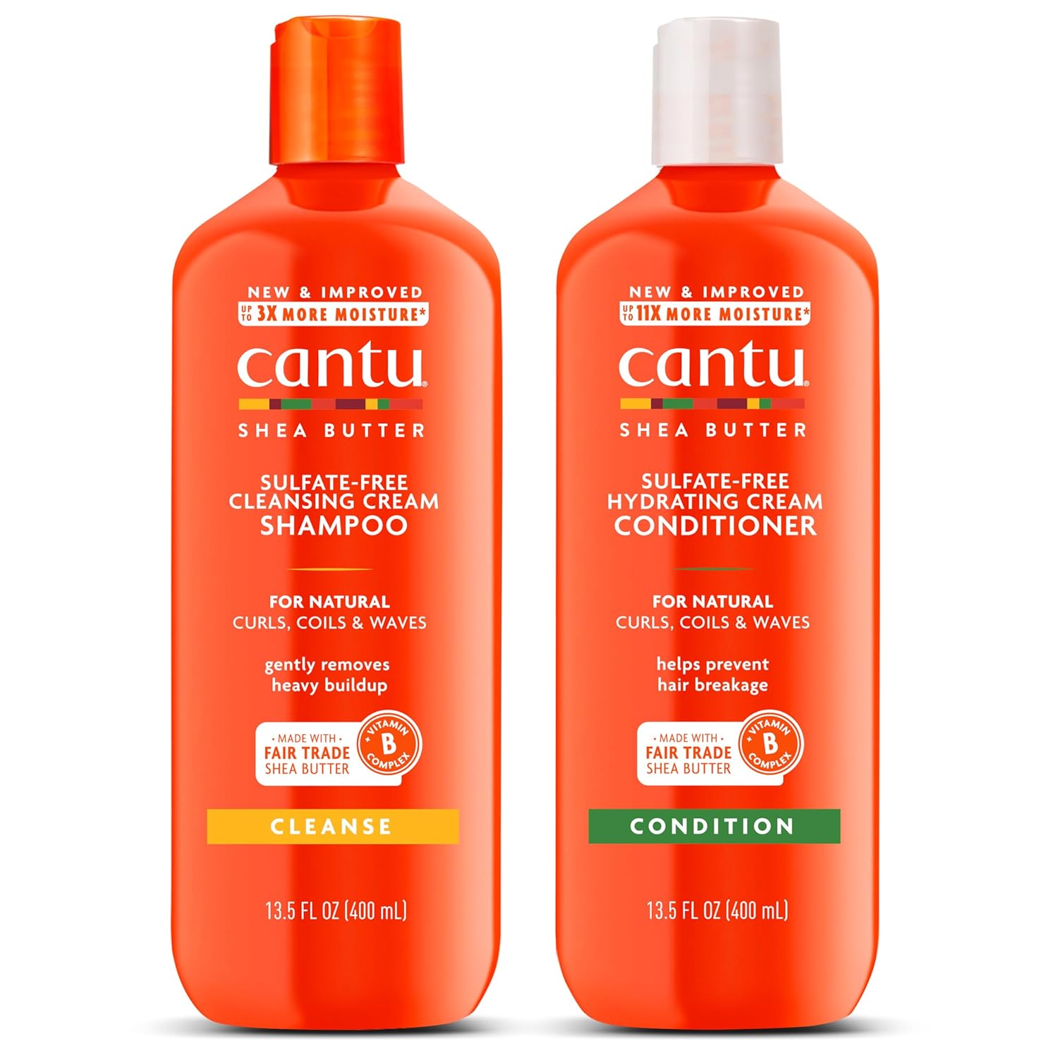 Cantu Shampoo & Conditioner With Shea Butter For Natural Hair, 13.5 Fl Oz (Pack Of 2)