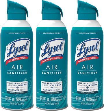 Lysol Air Sanitizer Spray, For Air Sanitization and Odor Elimination, Simple Fresh Scent, 10 Fl. Oz (Pack of 3)