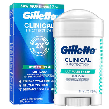 Gillette Clinical Antiperspirant Deodorant For Men, Ultimate Fresh Scent, Advanced Solid, 2.6 Ounce