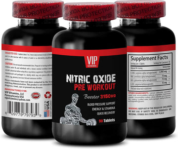 Nitric Oxide powder with L-arginine and L-glutamine - Nitric Oxide Pre-Workout Booster 3150 - nitric oxide booster, nitric oxide pills, nitric oxide supplements, arginine supplement - 1B 90 Tablets