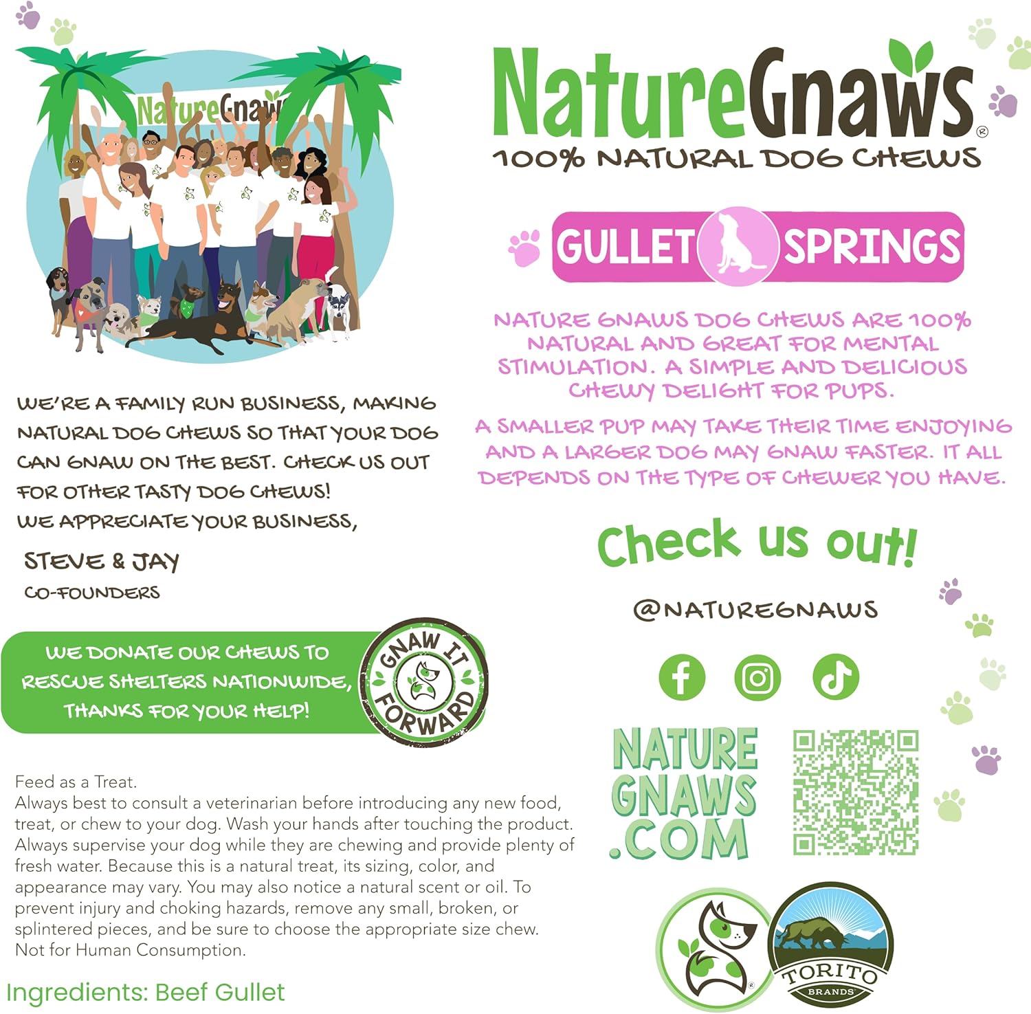 Nature Gnaws Beef Gullet Springs for Dogs 7-8" (6 Count) - Natural Beef Jerky Stick Dog Chew Treats - Rawhide Free : Pet Supplies
