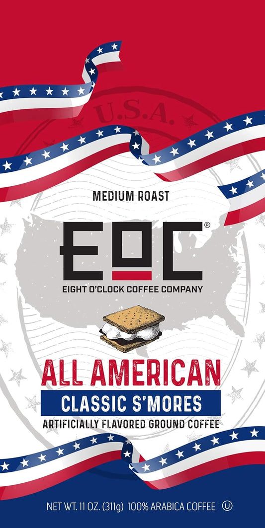 Eight O'Clock Coffee Flavors Of America, Classic S'Mores, 11 Ounce, Ground, Flavors Of Graham, Marshmallow, Chocolate