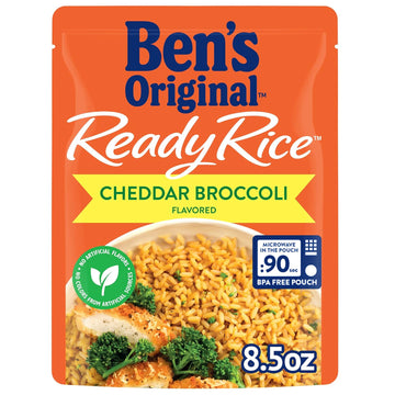 BEN'S ORIGINAL Ready Rice Cheddar Broccoli Flavored Rice, Easy Dinner Side, 8.5 OZ Pouch (Pack of 12)
