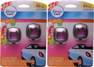 Febreze Car Vent Clips 4-Pack Febreze Air Freshener (Gain Island Fresh) : Health & Household