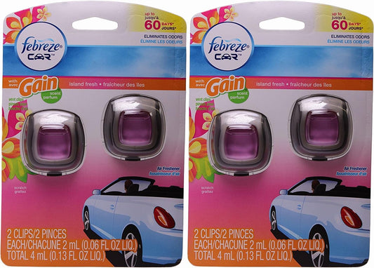 Febreze Car Vent Clips 4-Pack Febreze Air Freshener (Gain Island Fresh) : Health & Household