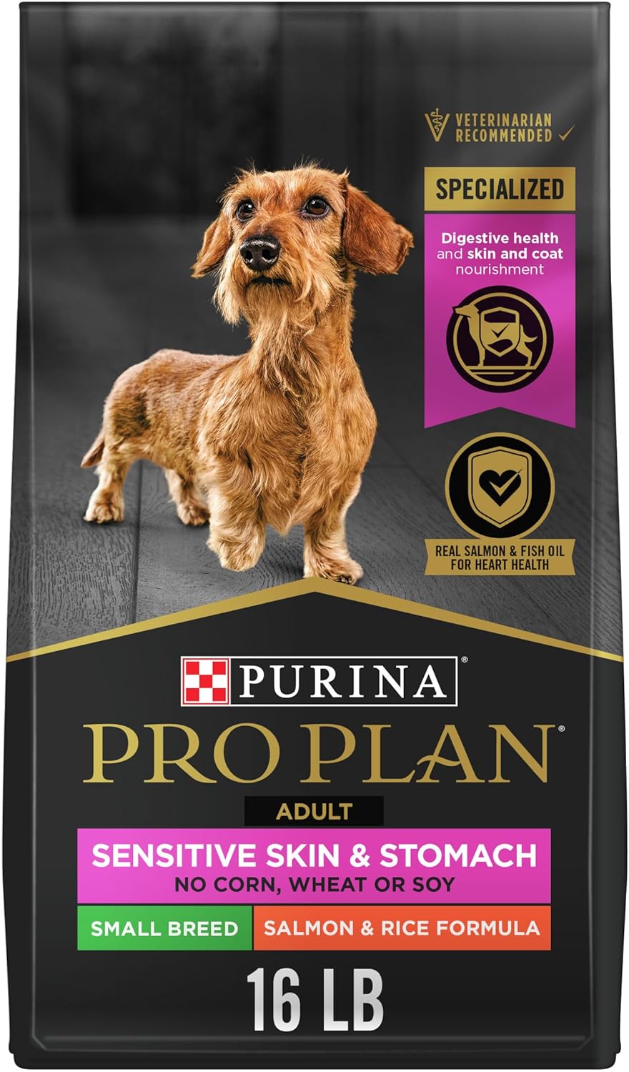 Purina Pro Plan Sensitive Skin and Stomach Adult Dog Food Small Breed Salmon and Rice Formula - 16 lb. Bag