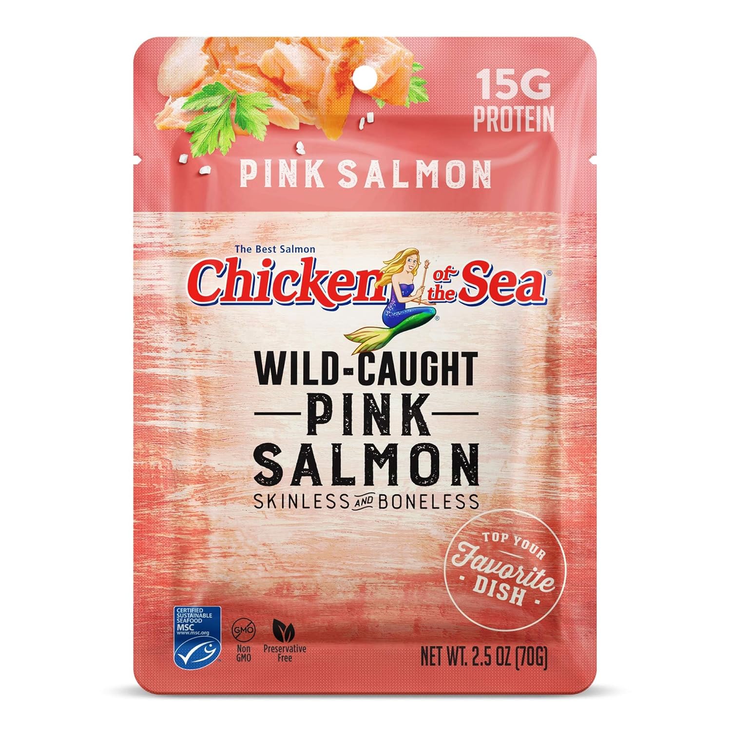 Chicken of the Sea Wild Caught Alaskan Pink Salmon in Spring Water, 2.5 oz. Packet (Box of 12)