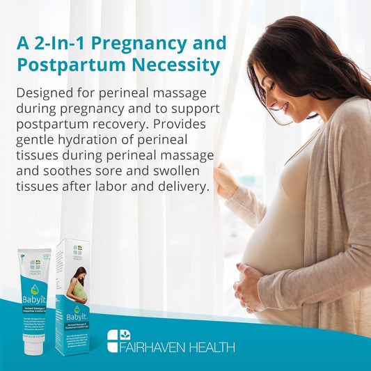 Fairhaven Health Babyit Perineal Massage & Postpartum Comfort Recovery Gel, Prenatal & Postnatal Essential Care For Moms & Women During & After Pregnancy, Soothing & Healing Formula