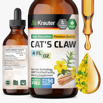 Bio Krauter Cats Claw Tincture - Liquid Cats Claw Herb For Immune Support - Alcohol & Sugar Free - Vegan Drops 4 Fl.Oz