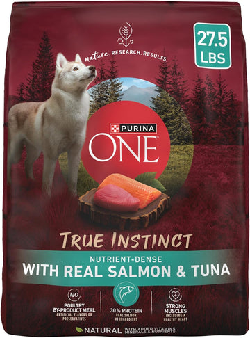 Purina ONE True Instinct With Real Salmon and Tuna Natural With Added Vitamins, Minerals and Nutrients High Protein Dog Food Dry Formula - 27.5 lb. Bag