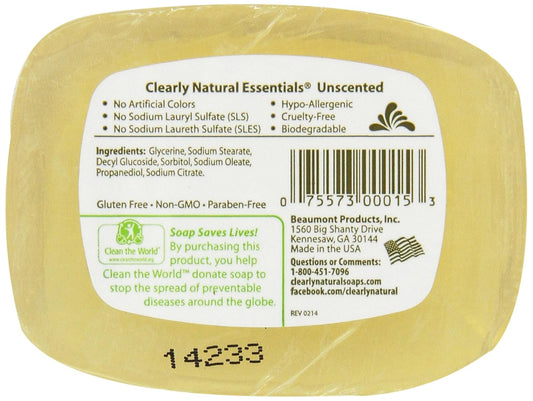 Clearly Natural Glycerine Bar Soap Unscented - 4 Oz 4 Pack