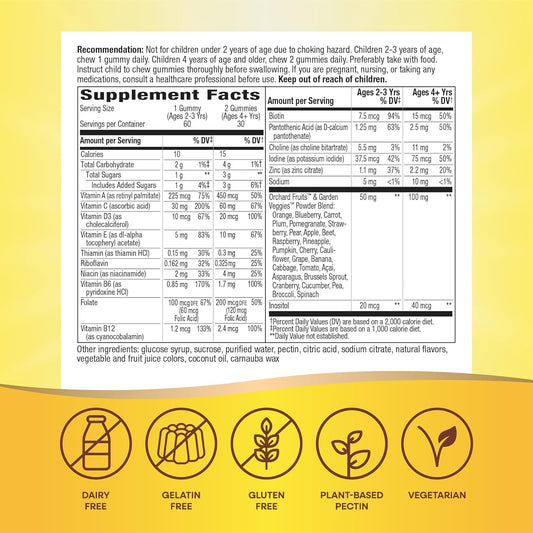 Natures Way Alive! Kids Multivitamin Gummy, 15 Vitamins & Minerals, Gelatin-Free, Cherry, Orange, And Grape Flavored, 60 Gummies