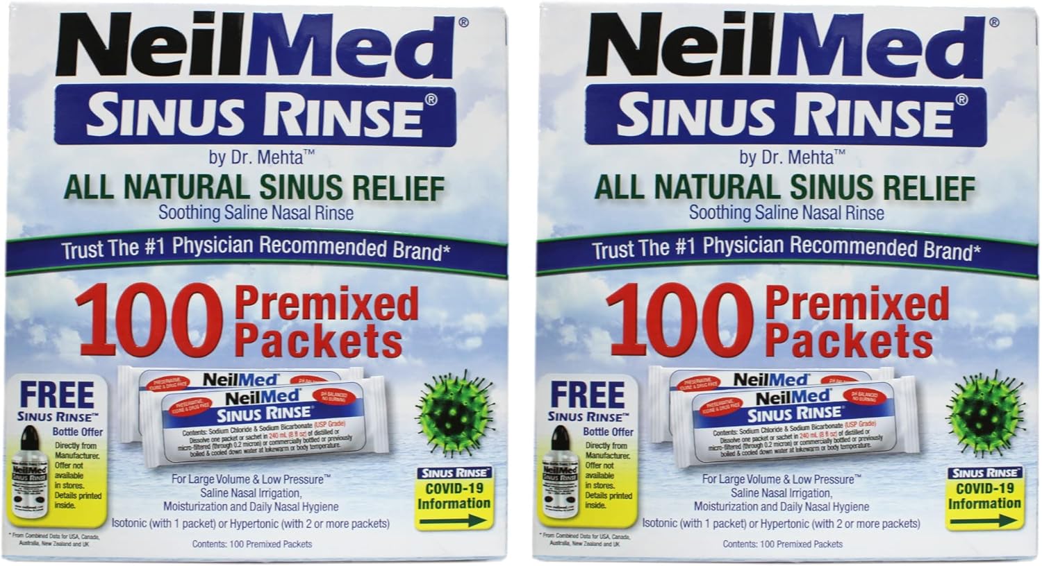 Neilmed Sinus Rinse Refill Packets, 100 Ct, 2 Pk Sold By Hero24Hour Thank You