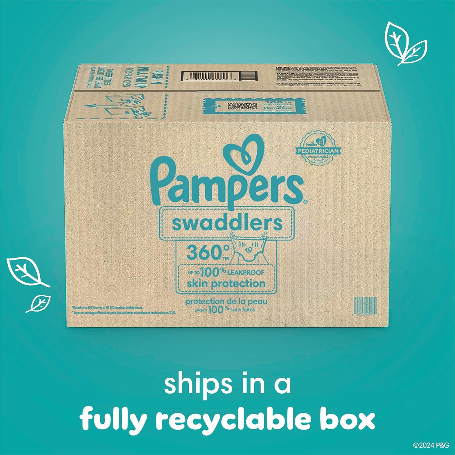 Pampers Swaddlers 360 Pull-On Diapers, Size 3, 156 Count, One Month Supply, for up to 100% Leakproof Skin Protection and Easy Changes