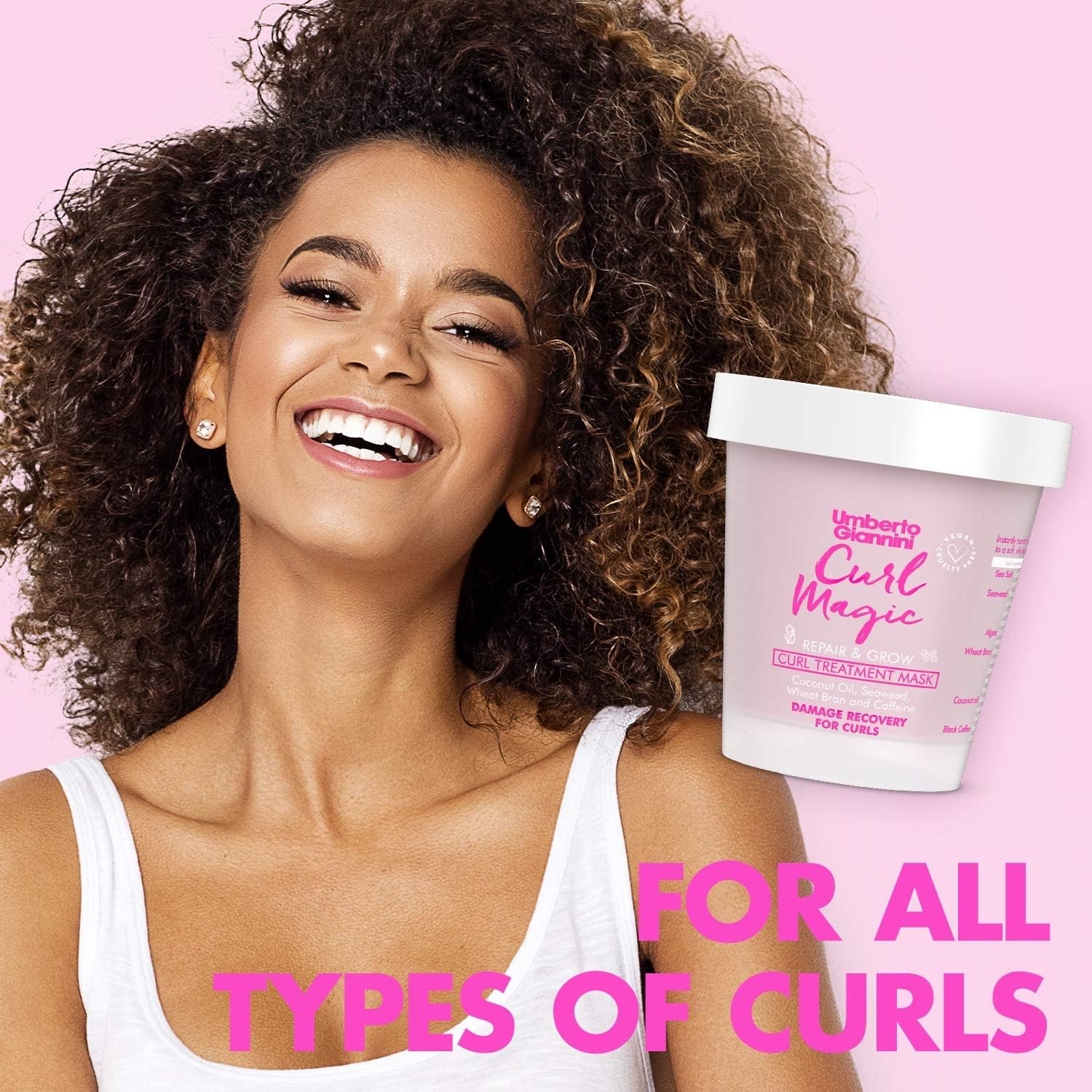 Umberto Giannini Curl Magic Hair Mask, Vegan & Cruelty Free Repair & Growth Curl Treatment Mask with Seaweed, Wheat Bran & Caffeine, 230 ml : Amazon.co.uk: Beauty