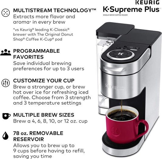 Keurig K-Supreme Plus Single Serve Coffee Maker With Caribou Coffee Favorites Variety Pack, 40 K-Cup Pods