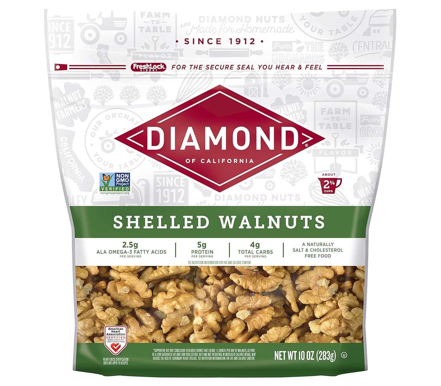 Diamond Of California Shelled Walnuts, 10 Oz (12 Pack)