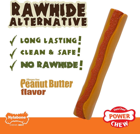 Nylabone Power Chew Rawhide Roll Alternative Nylon Chew Toy For Dogs, Dog Toys For Aggressive Chewers, Peanut Butter Flavor, X-Large/Souper (1 Count)