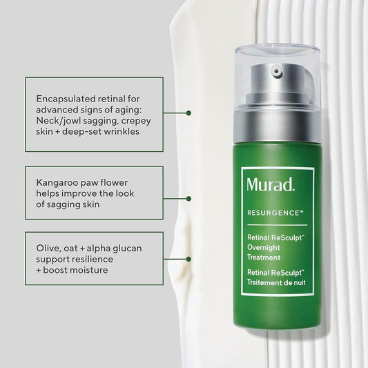 Murad Retinal Resculpt Overnight Treatment - Resurgence Anti-Aging Serum For Lines And Wrinkles – Encapsulated Vitamin A Skin Care For Smoothing, Firming And Lifting Face And Neck