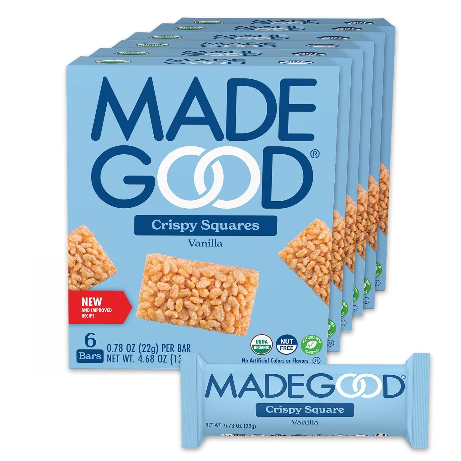 Madegood Crispy Squares, Vanilla (36 Count) Gluten Free Snacks