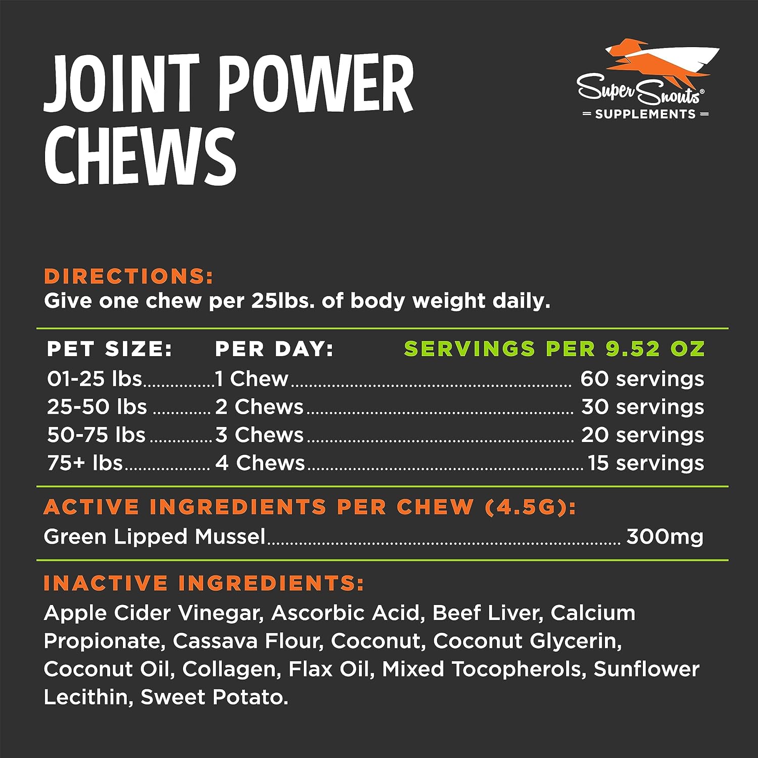 Super Snouts Joint Power – 60 Soft Chews – Joint Supplement For Dogs And Cats With Green Lipped Mussel Helps Ease Discomfort & Stiffness– Made In The Usa : Pet Supplies