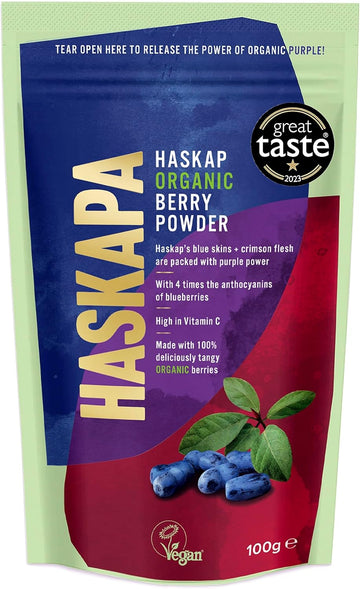Haskapa | Organic Superberry Powder | Made With 100% Natural Vegan Whole Haskap Berries | High In Vitamin C + Antioxidants | Gluten Free | Superfood Made From Freeze Dried Berries | (30 Day Supply)