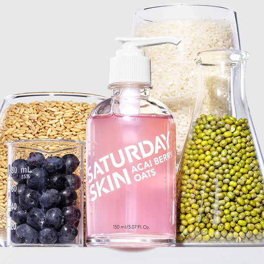 Saturday Skin Hydrating Gentle Facial Gel Cleanser Makeup Remover Sensitive Skin Face Wash Antioxidant Vitamin Brightening Smoothing | Korean Skin Care Cica Acai Berry Oats