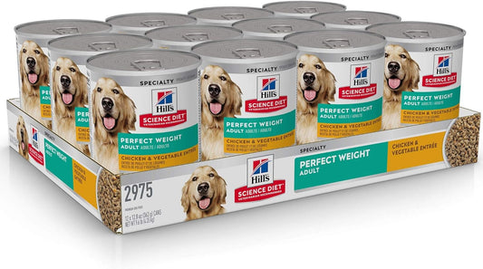 Hill'S Science Diet Perfect Weight, Adult 1-6, Weight Management Support, Wet Dog Food, Chicken & Vegetables Loaf, 12.8 Oz Can, Case Of 12