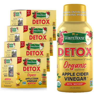 White House Detox Apple Cider Vinegar Shots, Raw Unfiltered, On The Go (Detox, Pack Of 24)