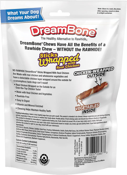 Dreambone Chicken-Wrapped Chews 8 Count, Rawhide-Free Chews For Dogs - Large | 8-Count