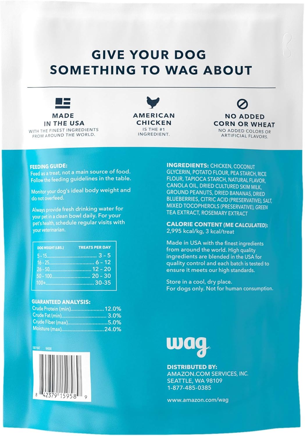 Amazon Brand - Wag Peanut Butter & Banana Flavor Training Treats for Dogs, 1 lb. Bag (16 oz) : Pet Supplies