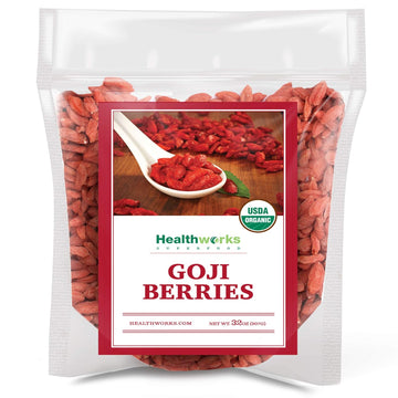 Healthworks Raw Goji Berries (32 Ounces / 2 Pound) | Certified Organic & Sun-Dried | Keto, Vegan & Non-GMO | Baking, Teas & Smoothies | Antioxidant Superfood