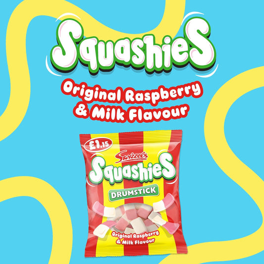 Swizzels Drumstick Squashies Original Sweets - Raspberry And Milk Flavour Foam Gum Sweets (Price Marked) Single Pack 120G
