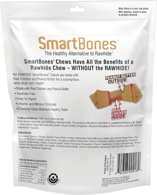 Smartbones Dog Chews, Treat Your Dog To Rawhide-Free Dog Bones, Made With Real Meat And Vegetables, 3 Large
