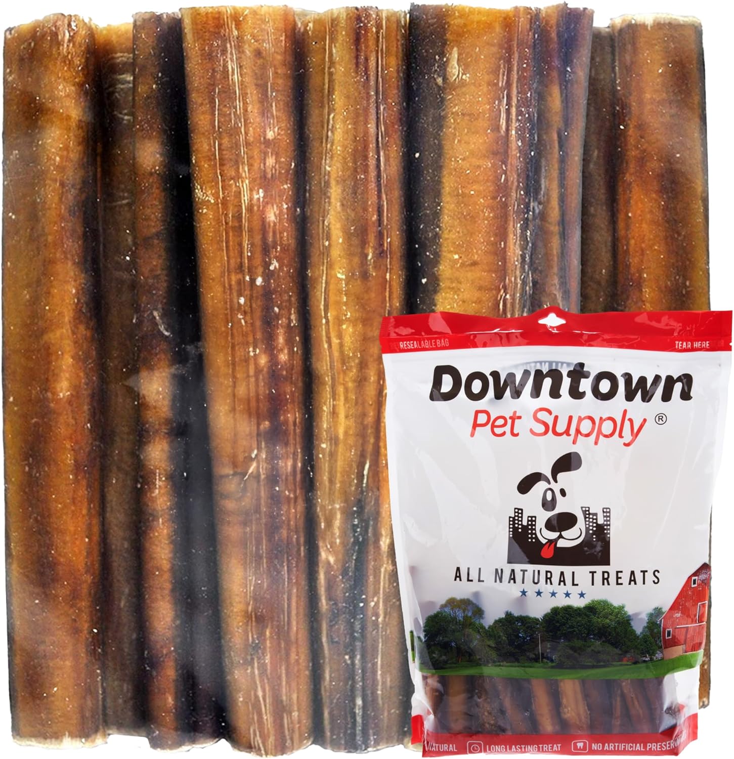Downtown Pet Supply Bully Sticks for Dogs (6", 24-Pack, Jumbo) Non-GMO, Grain Free, Rawhide Free Dog Chews Long Lasting Pizzle Sticks - Low Odor Bully Sticks for Large Dogs