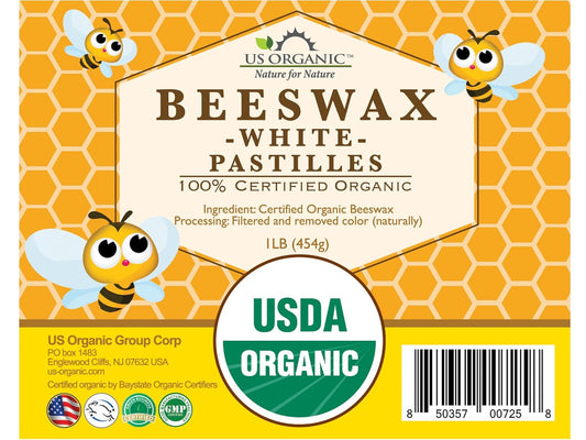 US Organic Beeswax 100% Pure White Pastilles, USDA Certified, for DIY Candle, Lip Balm, Body Cream, Lotion, Deodorant, Crayon, and Many More uses. 16 oz (Large)