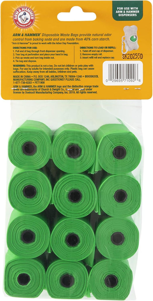 Arm & Hammer Dog Waste Bag Refills, Green, 180 Count