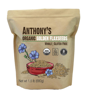 Anthony's Organic Whole Golden Flaxseeds, 1.5 lb, Gluten Free, Non-GMO, Vegan