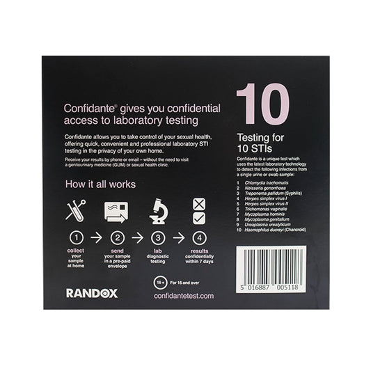 Home Sti Test | Std Test Kit For 10 Common Sti | Self-Test For Chlamydia And Gonorrhoea, Syphilis, Herpes Test | Confidante | Discreet Delivery And Results | Urine And Swab Test | Sexual Health Screen