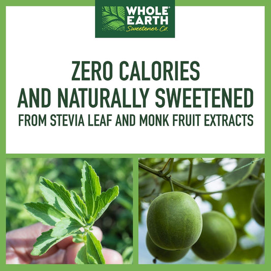 Whole Earth Sweetener Co. Stevia And Monk Fruit Sweetener, Erythritol Sweetener, Sugar Substitute, Zero Calorie Sweetener, 1,000 Stevia Packets (Packaging May Vary), 70.54 Ounce