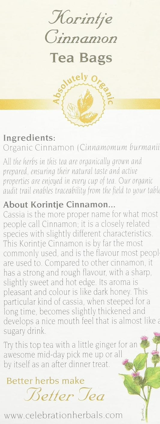 Celebration Herbals Cinnamon Korintje Tea Organic 24 Bag, 0.02 Pound