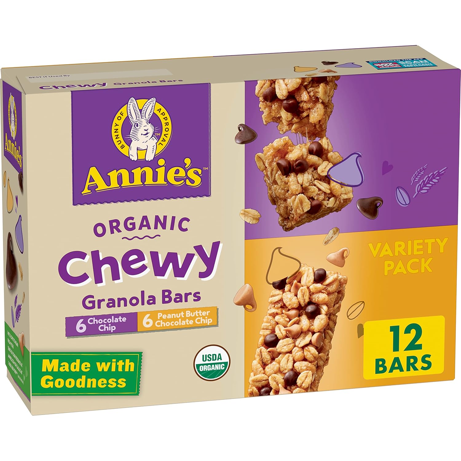 Annie'S Organic Chewy Granola Bars, Peanut Butter Chocolate Chip, 12 Ct