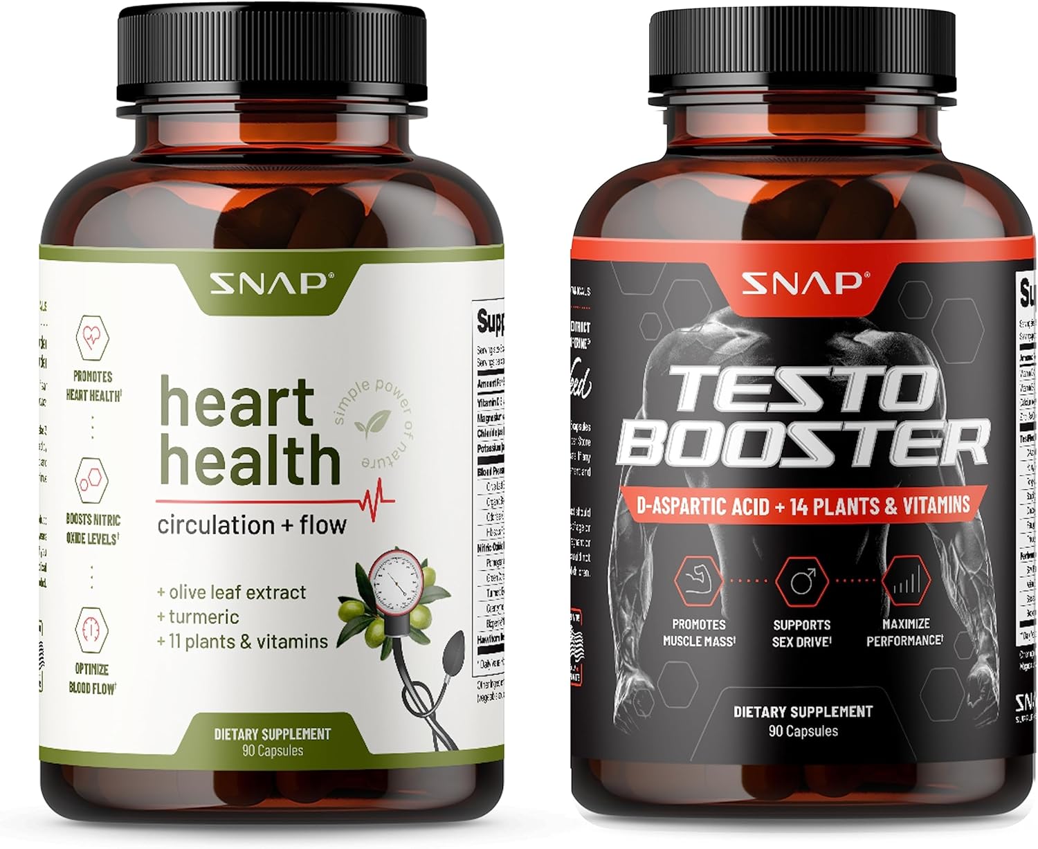 Snap Supplements Heart Health And Testo Booster Capsules