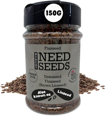 Flax Seeds 150G Shaker – High In Omega-3 & Fiber – Supports Digestion & Heart Health – Vegan & Gluten-Free – Easy To Sprinkle On Smoothies, Oatmeal & Salads – Munchy Seeds, Need Seeds
