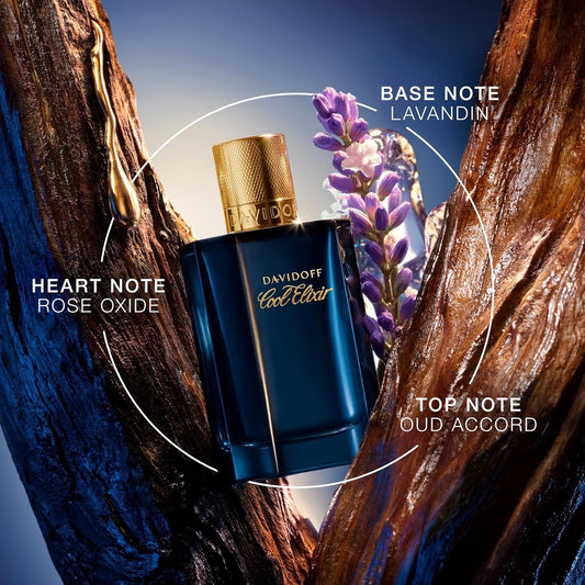Davidoff Cool Elixir - Parfum Intense For Him - Woody Fragrance With Notes Of Rose Oxide, Lavandin And Oud Accord - High Longevity