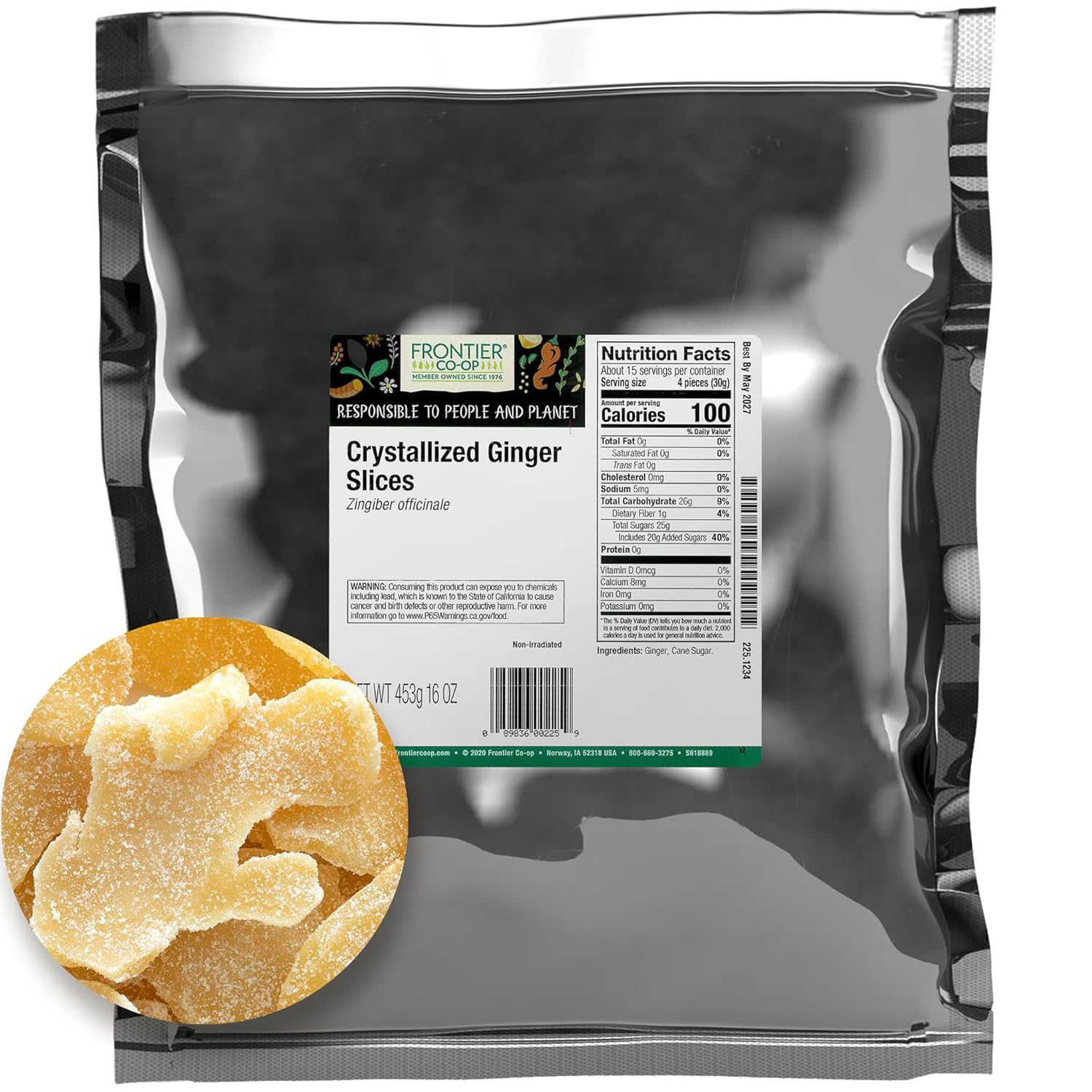 Frontier Ginger, Crystallized Slices, 16 Ounce Bag