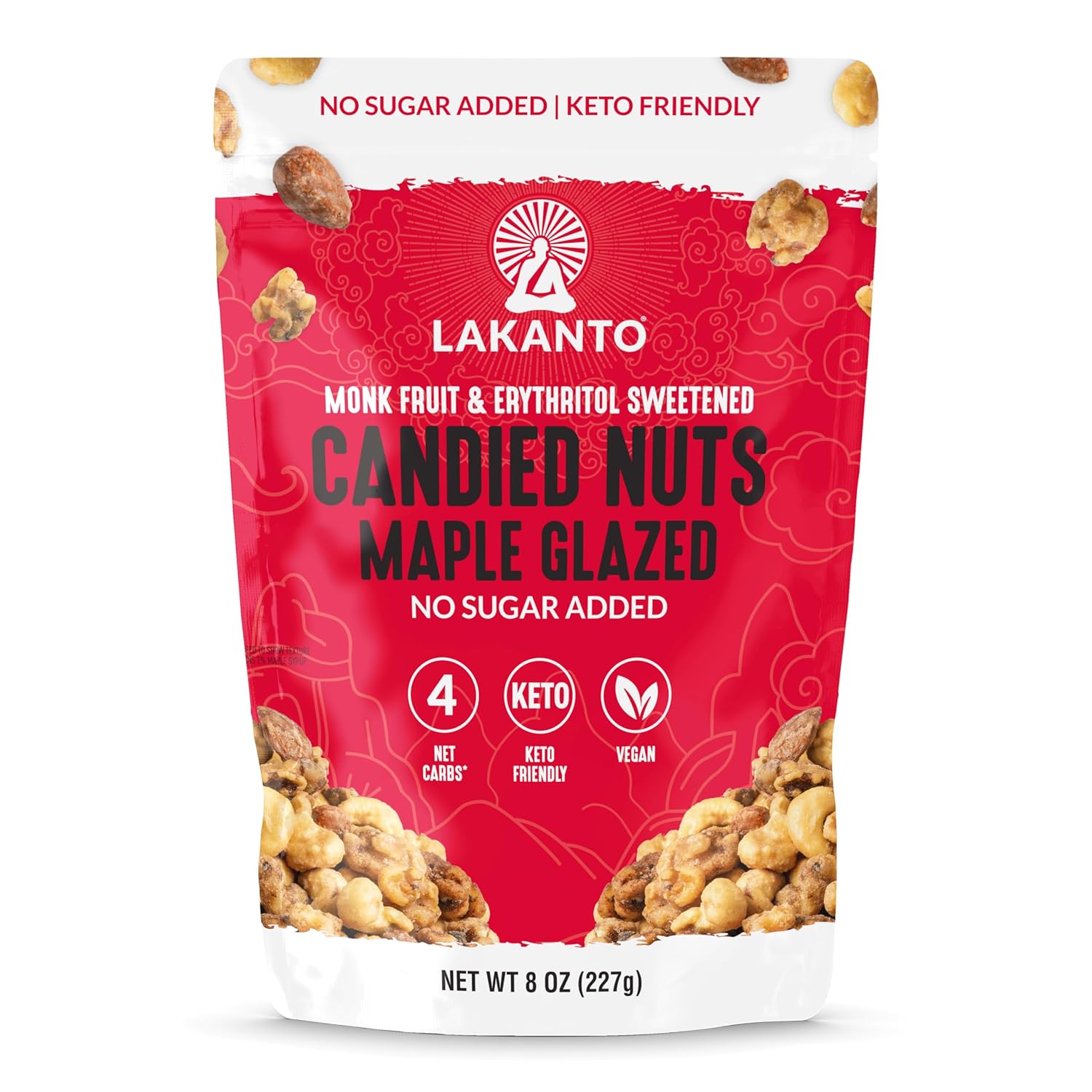 Lakanto Keto Mixed Candied Nuts Maple Glazed - No Sugar Added, Sweetened with Monk Fruit, 3 Net Carbs, Keto Diet Friendly, Vegan, On the Go Snack Anytime (Maple Glazed)